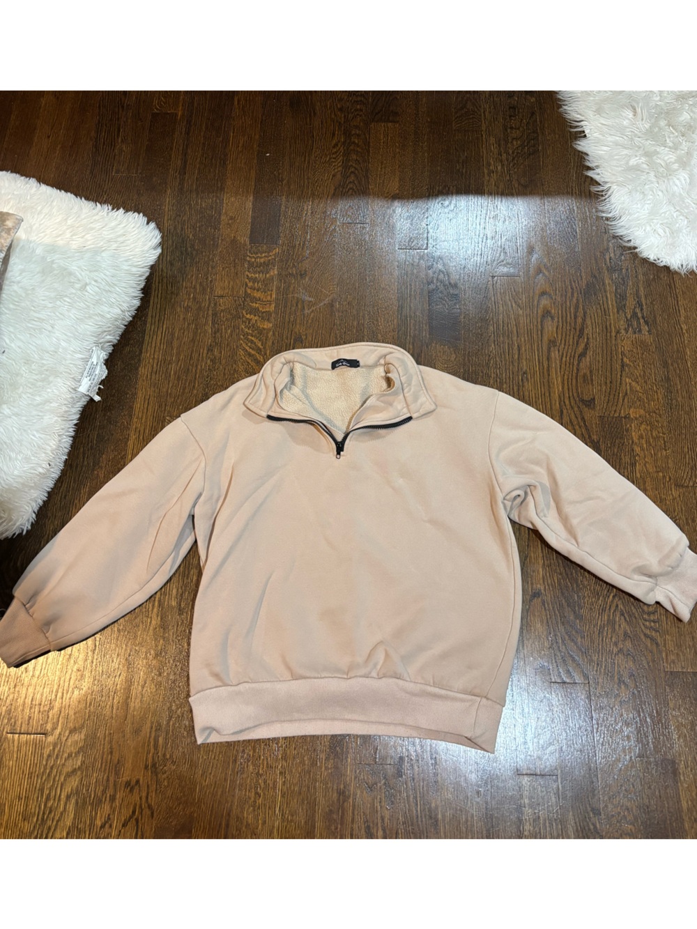 Relaxed Half-Zip Turtleneck Pullover - Tan